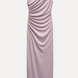 Zara Pink Asymmetrical Ruched One Shoulder Gown